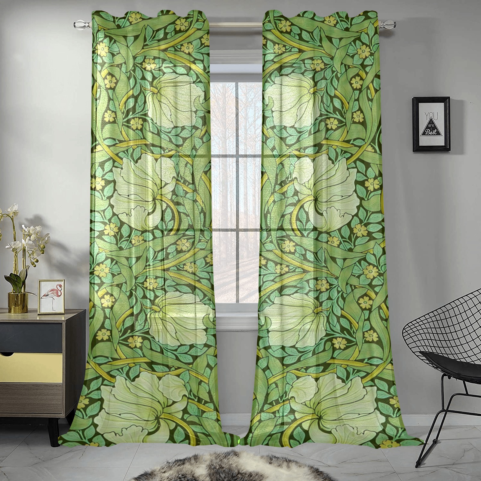 William Morris - Pimpernel Gauze Curtain 28"x95" (Two-Piece)