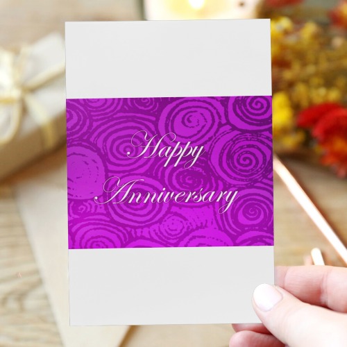 Anniversary Swirls Pink Greeting Card 4"x6"