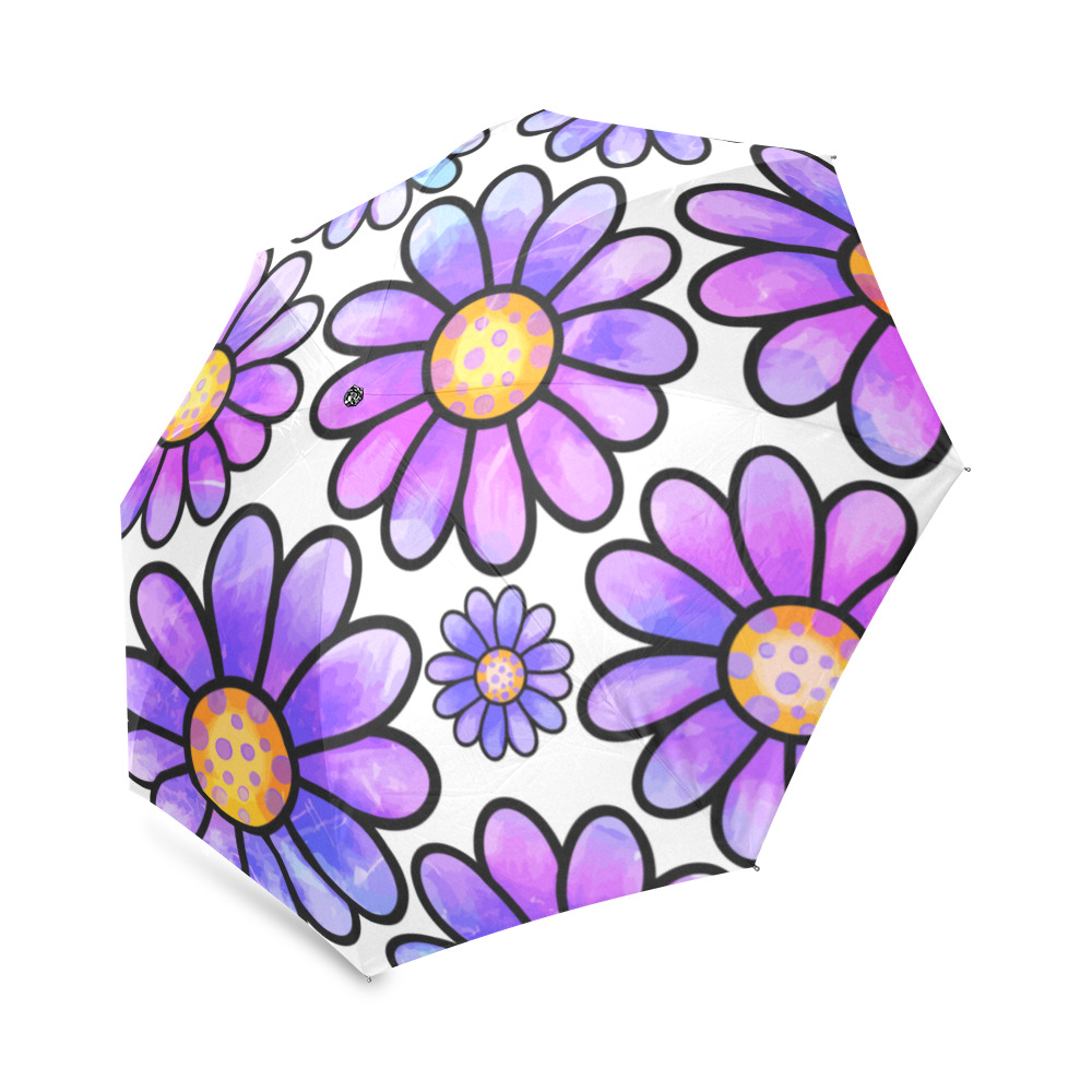 Lilac Watercolor Doodle Daisy Flower Pattern Foldable Umbrella (Model U01)