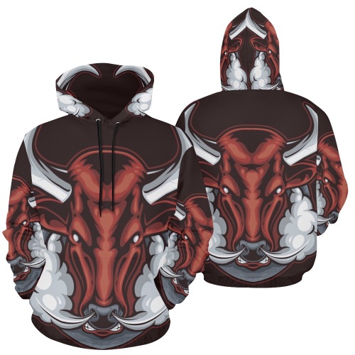 angry bull head hoodie All Over Print Hoodie for Women (USA Size) (Model H13)