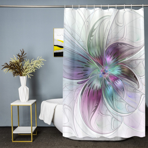 Colorful Abstract Flower Modern Floral Fractal Art Shower Curtain 66"x72"