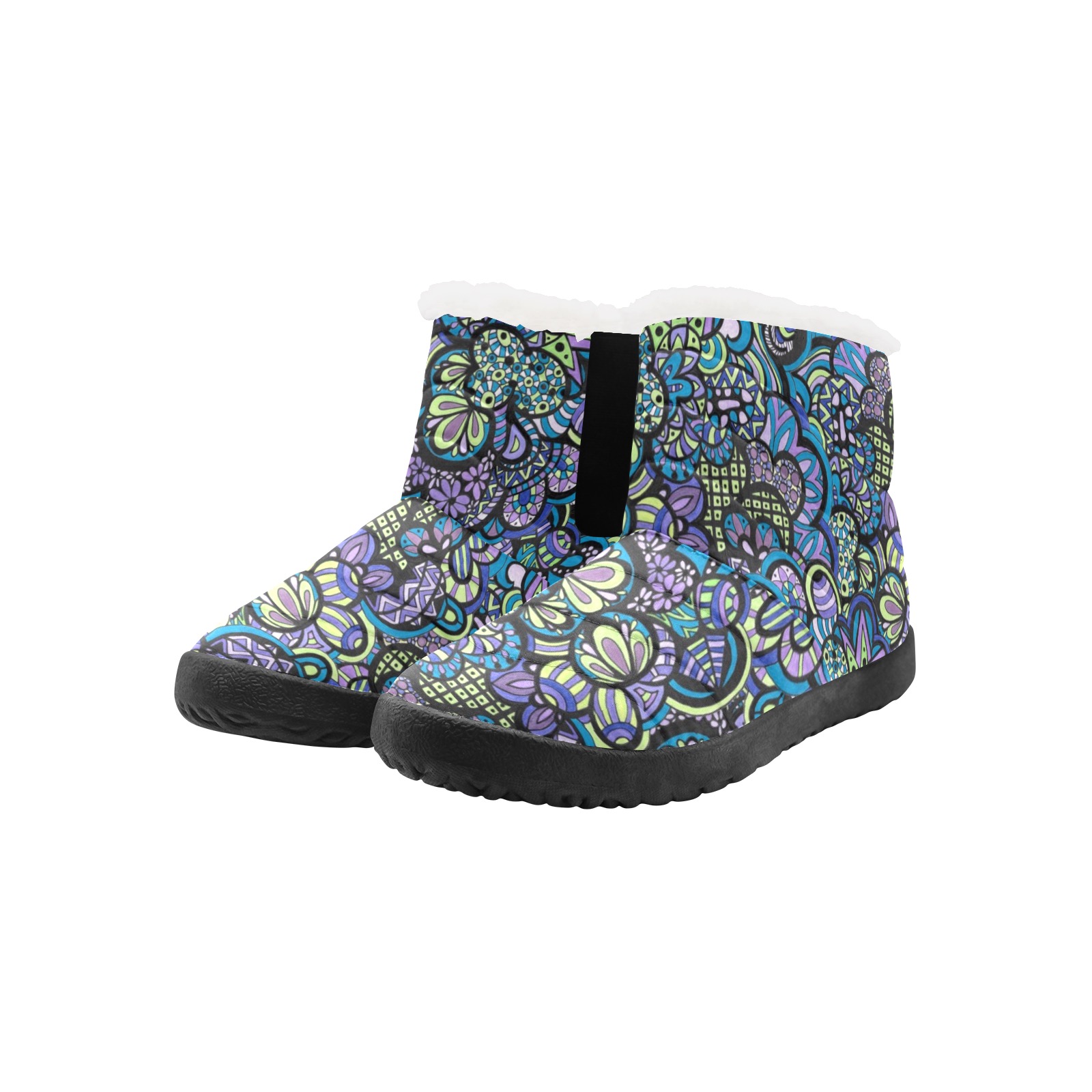 Scrambled Peacock Eggs Women's Cotton-Padded Shoes (Model 19291)