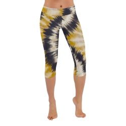 Artistic Ikat Fusion Women's Low Rise Capri Leggings (Invisible Stitch) (Model L08)