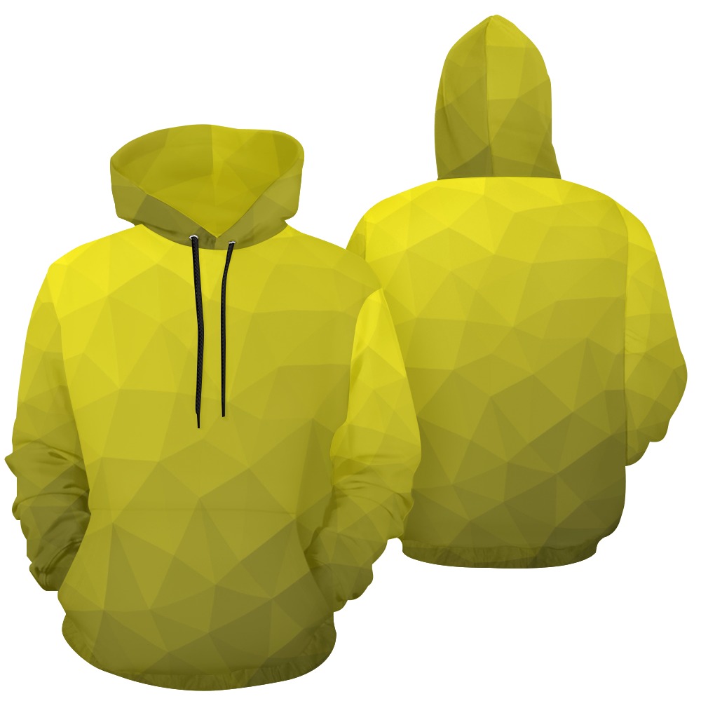 Yellow gradient geometric mesh pattern All Over Print Hoodie for Women (USA Size) (Model H13)