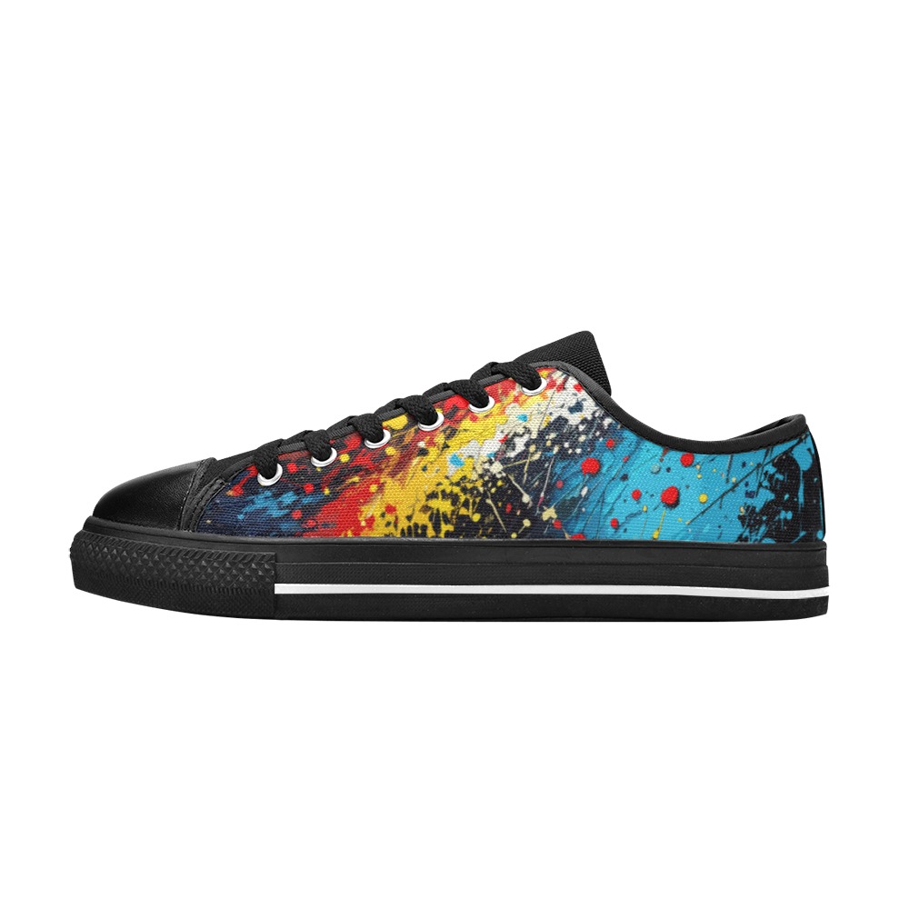 Abstract art of red, black, yellow, blue colors Women's Classic Canvas Shoes (Model 018)