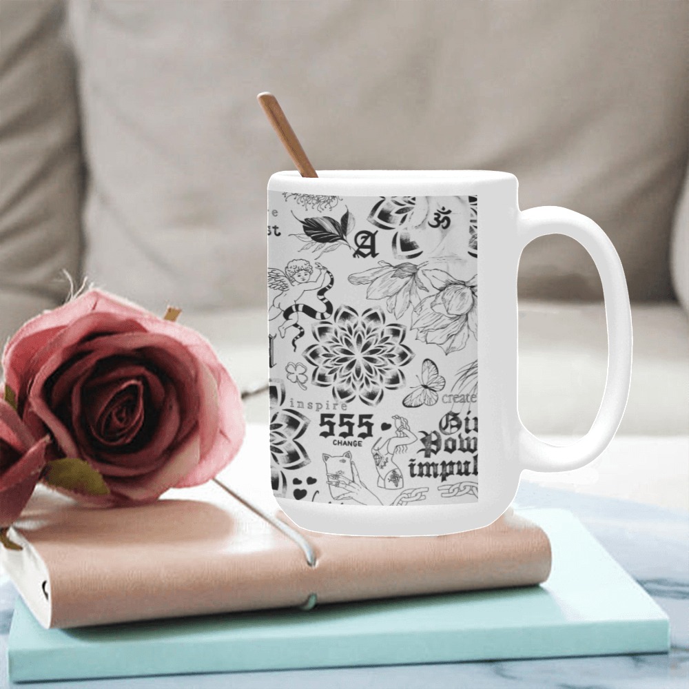 Inspirational tattoo pattern Custom Ceramic Mug (15OZ)