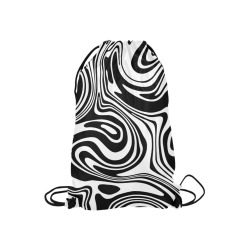 Black and White Marble Small Drawstring Bag Model 1604 (Twin Sides) 11"(W) * 17.7"(H)