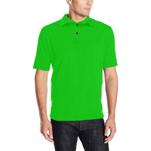 Merry Christmas Green Solid Color Men's All Over Print Polo Shirt (Model T55)