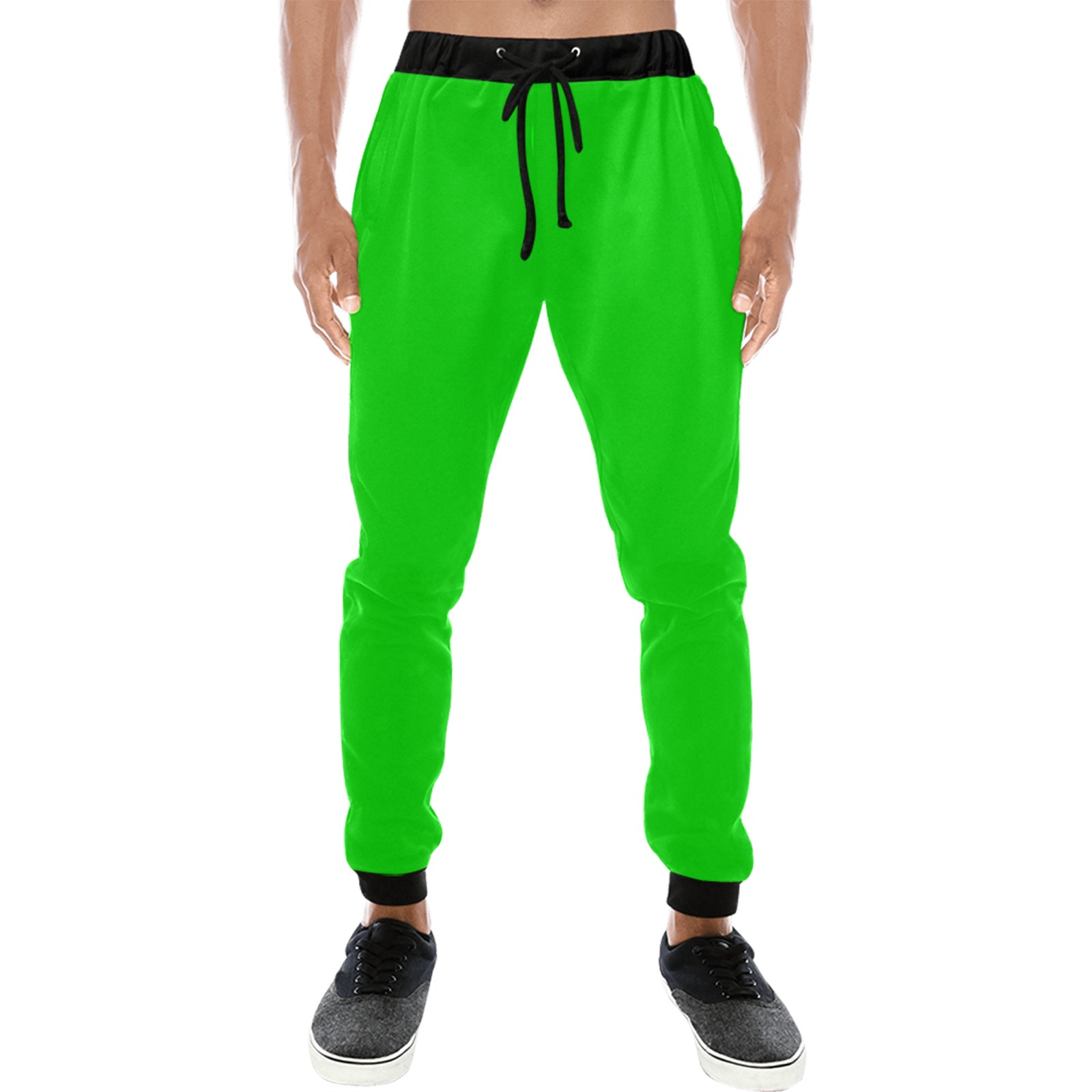 Merry Christmas Green Solid Color Men's All Over Print Sweatpants (Model L11)