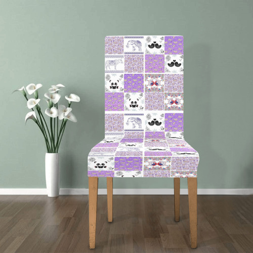 Purple Paisley Birds and Animals Patchwork Design Removable Dining Chair Cover