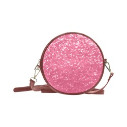 Magenta light pink red faux sparkles glitter Round Sling Bag (Model 1647)