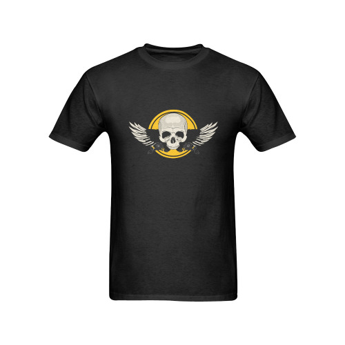 Wing Skull - Yellow Men's T-Shirt in USA Size (Front Printing Only)