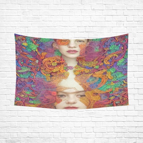 Peppercolors girl Cotton Linen Wall Tapestry 90"x 60"