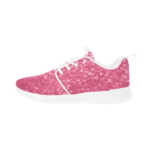 Magenta light pink red faux sparkles glitter Women's Pull Loop Sneakers (Model 02001)