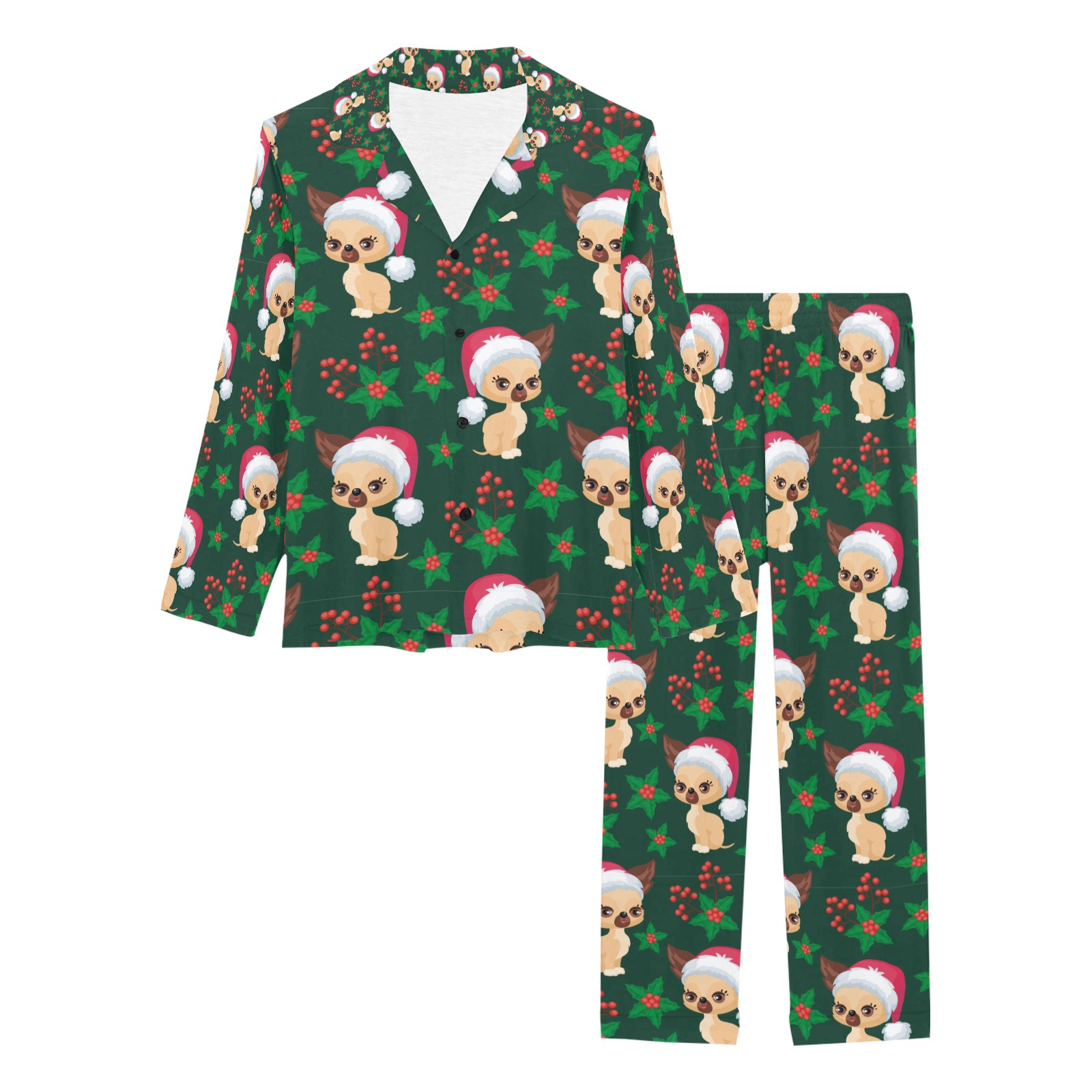 Christmas Chihuahua Women's Long Pajama Set