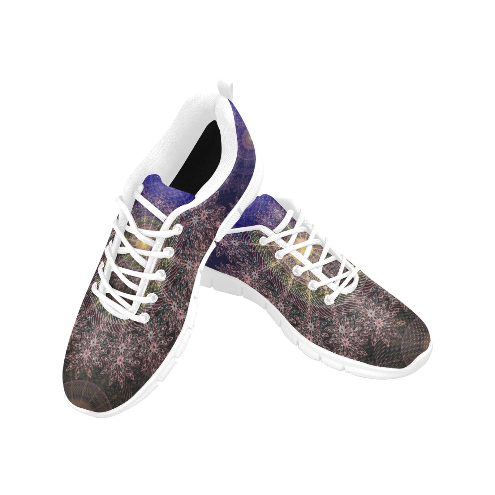 Sparkling flower art in the clear night sky Women's Breathable Running Shoes (Model 055)
