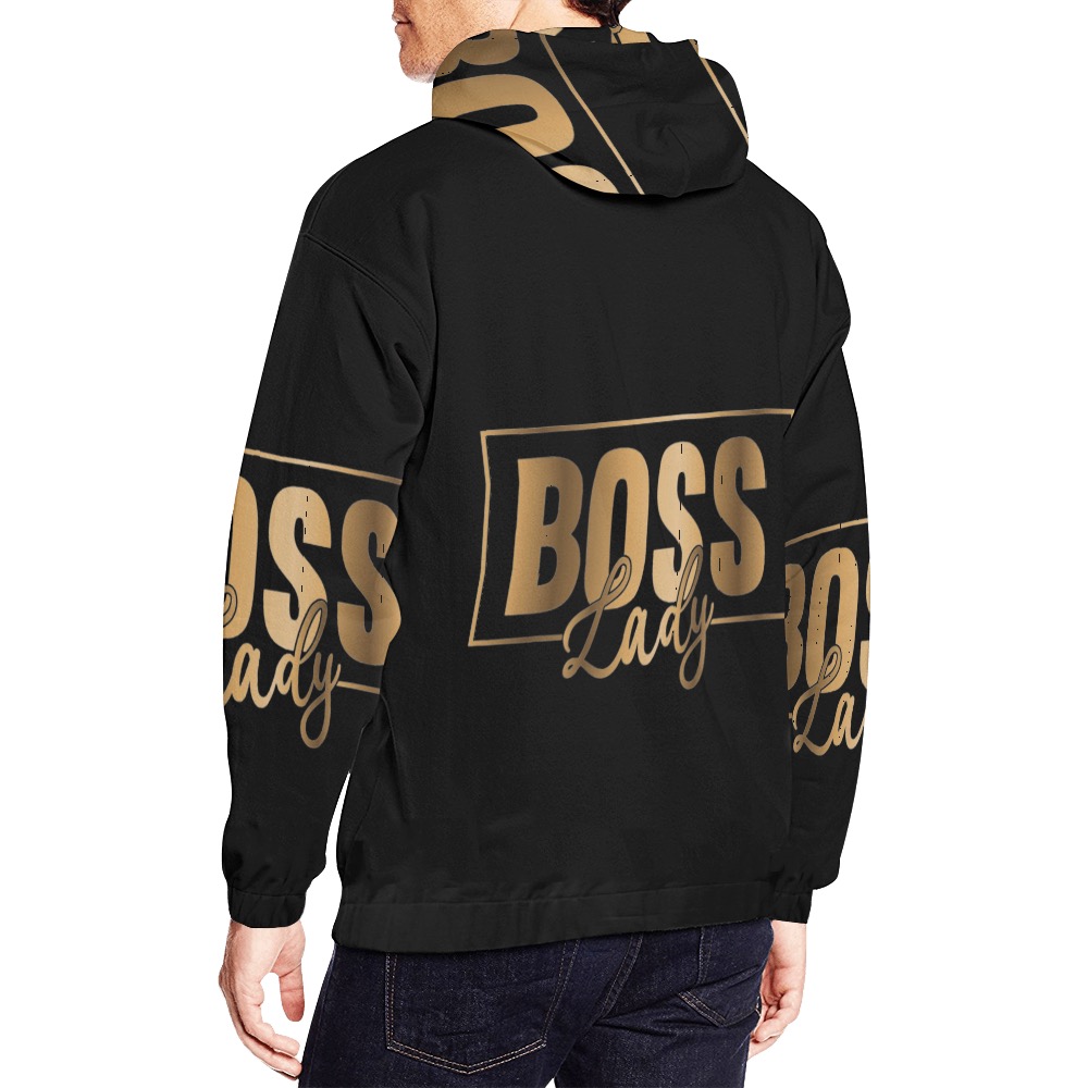 Boss Lady-Black All Over Print Hoodie for Men (USA Size) (Model H13)