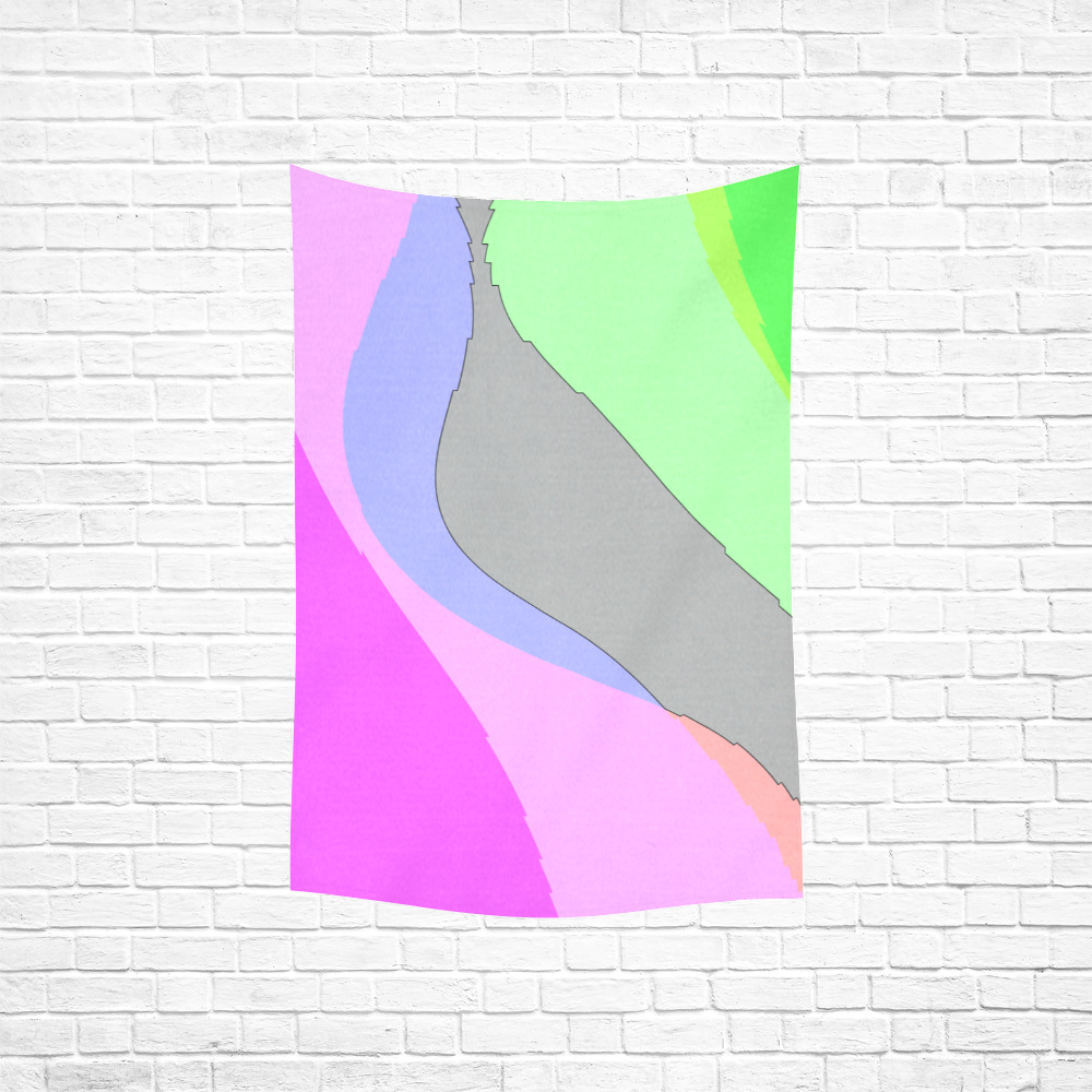 Abstract 703 - Retro Groovy Pink And Green Cotton Linen Wall Tapestry 40"x 60"