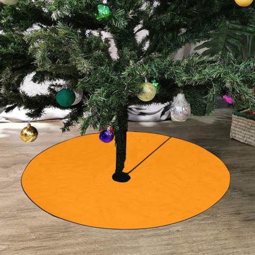 Happy Thanksgiving Orange  Solid Color Thick Christmas Tree Skirt 36" x 36"