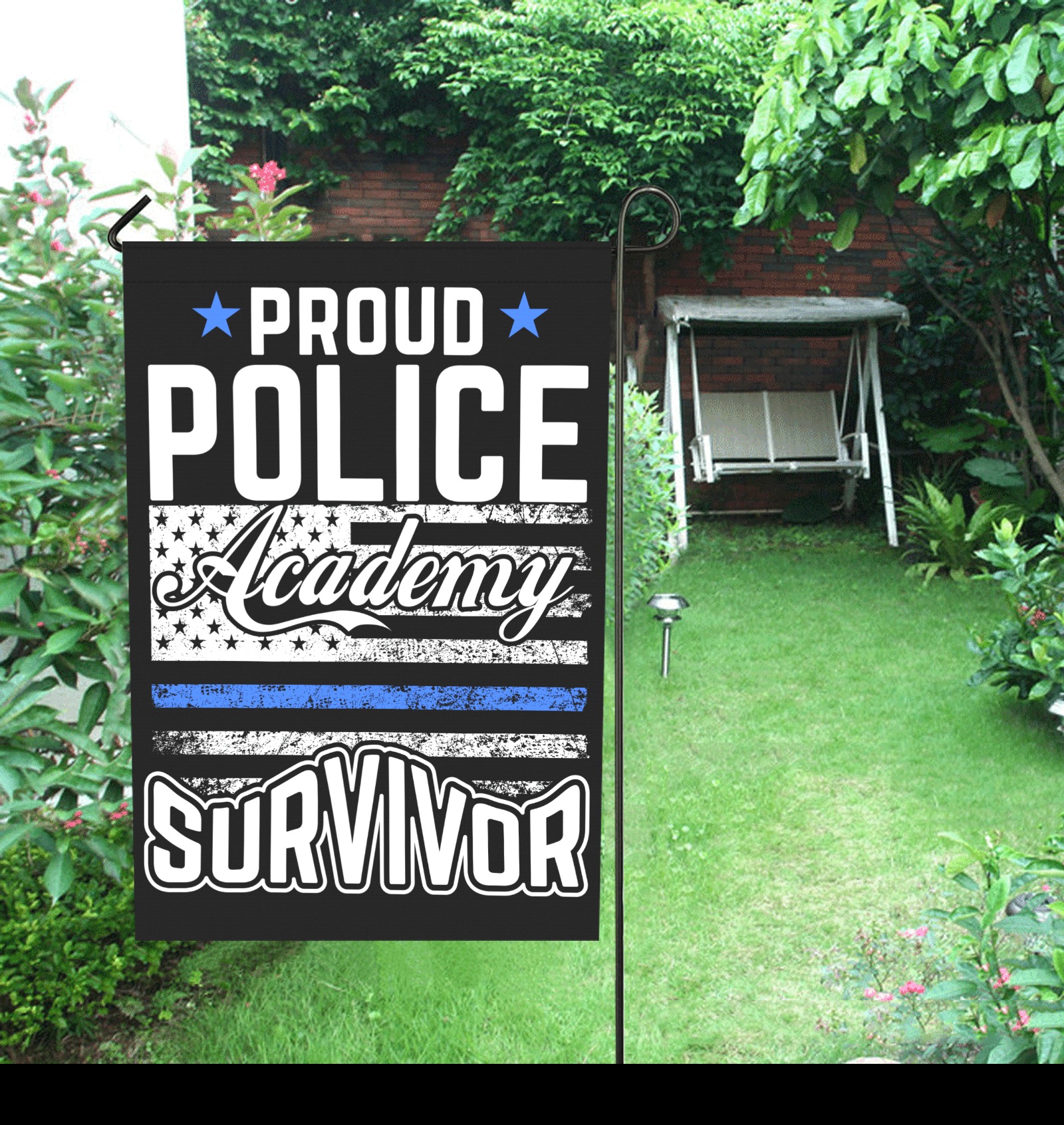 Proud Police Academy Survivor Garden Flag 28''x40'' （Without Flagpole）
