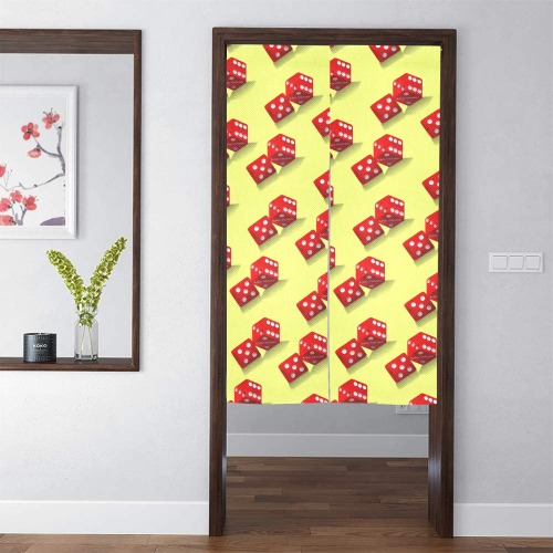 Las Vegas Dice on Yellow Door Curtain Tapestry