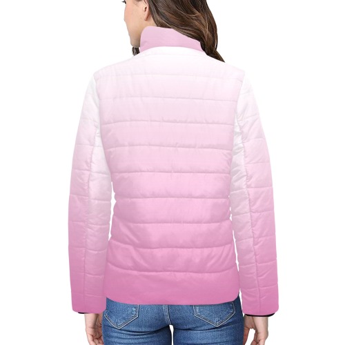 Pink Ombre Women's Stand Collar Padded Jacket (Model H41)