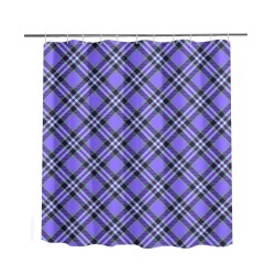 Blue Tartan Plaid 1 Diagonal Shower Curtain 66"x72"