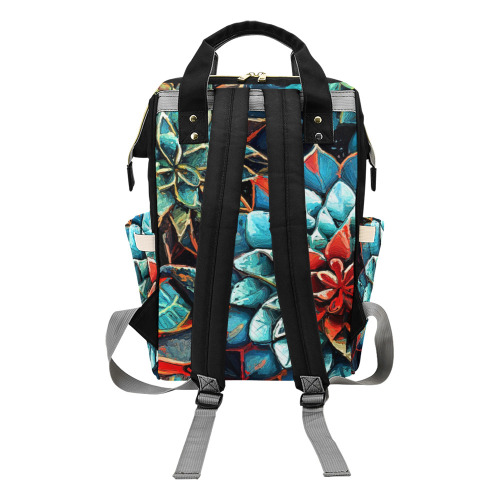 flowers botanic art (8) backpack Multi-Function Diaper Backpack/Diaper Bag (Model 1688)