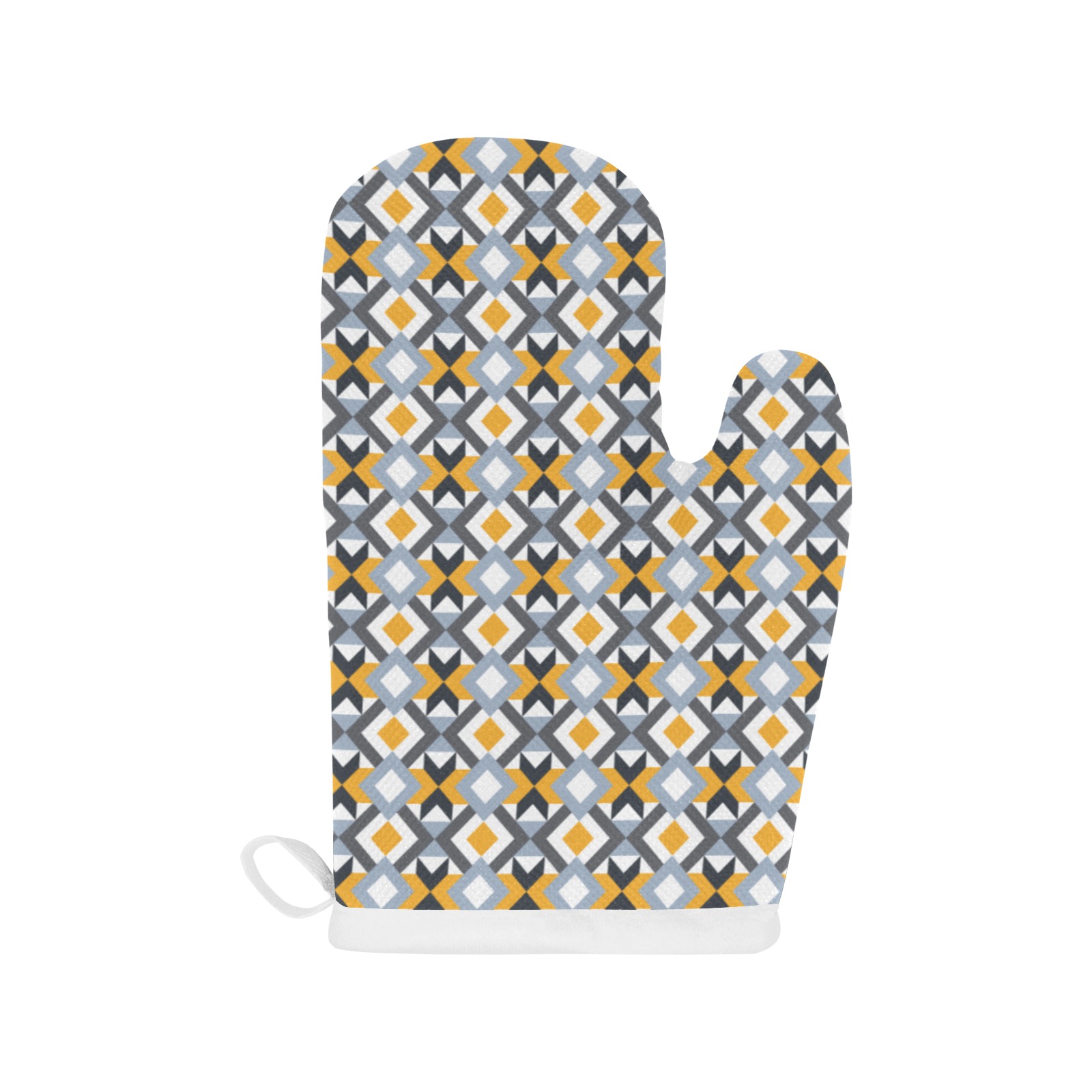 Retro Angles Abstract Geometric Pattern Linen Oven Mitt (One Piece)
