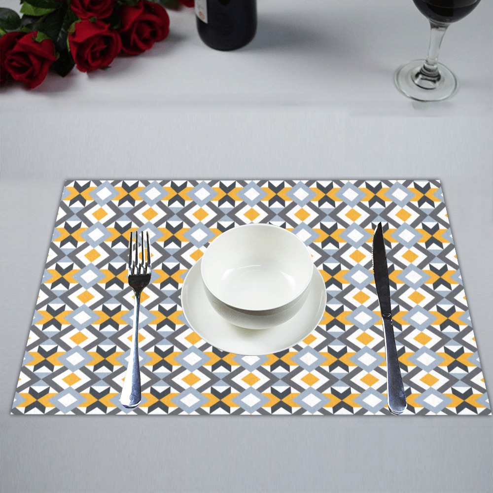 Retro Angles Abstract Geometric Pattern Placemat 14’’ x 19’’ (Set of 4)