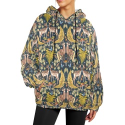 Deer Reflection at Night A-3 Women's Flannel Hoodie (Model H63)