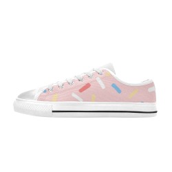 Confetti on Pink Low Top Canvas Shoes for Kid (Model 018)