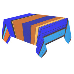 Abstract Blue And Orange 930 Cotton Linen Tablecloth 60"x 84"